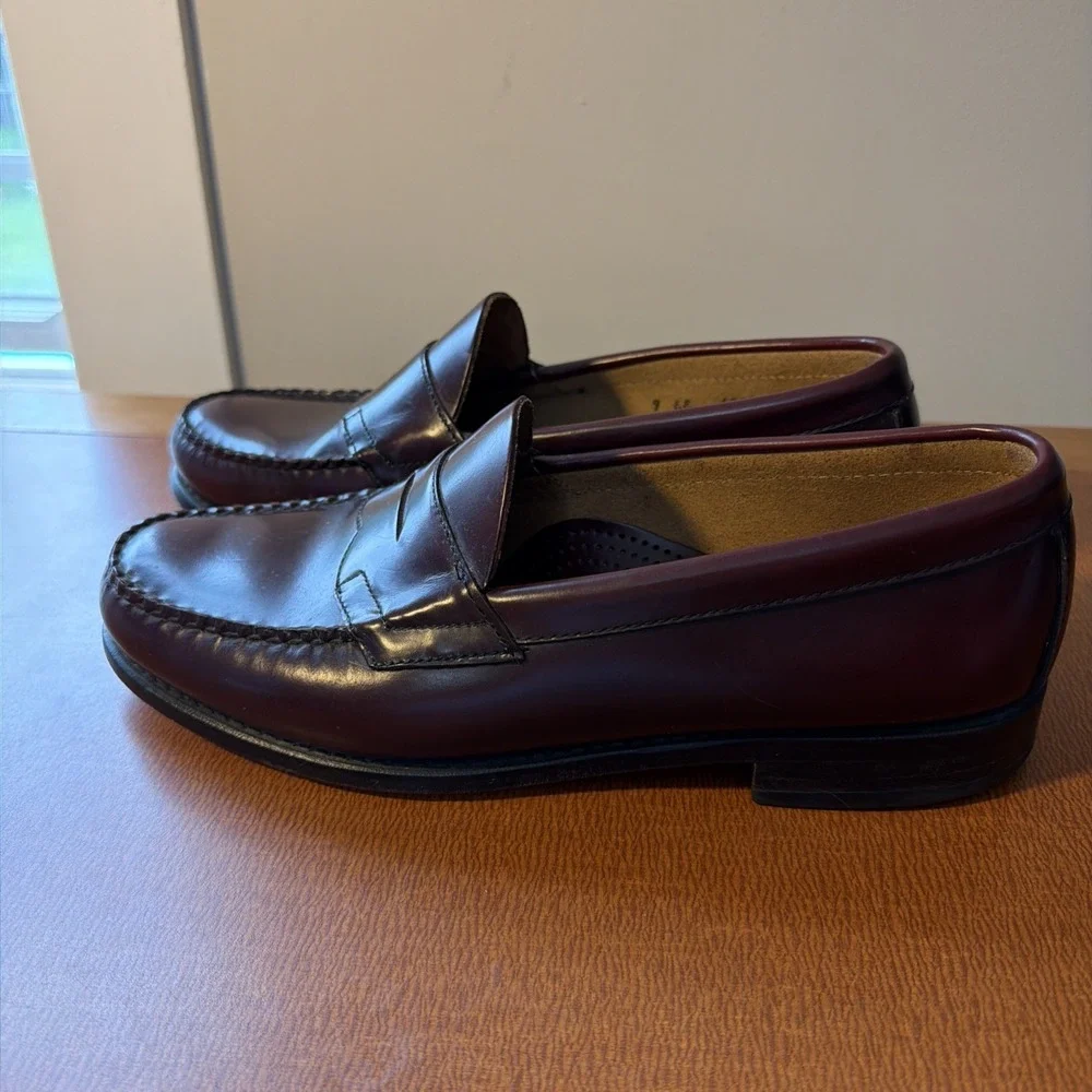 Bass Weejuns Penny Loafers Mens 9 EE Burgundy Leather Made USA Slip On Classic